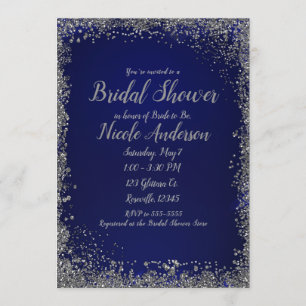 Invitation Royal Blue & Silver Parties scintillant Fête de l'