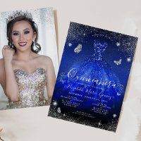 Royal Blue Silver Parties scintillant Gown Photo Q