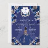 Invitation Royal Blue & Silver Princess Castle Quinceañera (Devant)