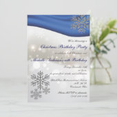 Invitation Royal Blue Silver Snowflakes Noël B jour fête (Debout devant)