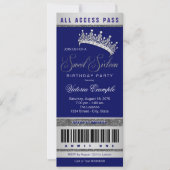 Invitation Royal Blue Silver Sweet 16 (Devant)