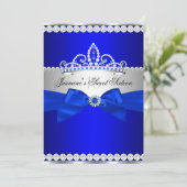 Invitation Royal Blue & Silver Sweet 16 fête d'anniversaire (Debout devant)