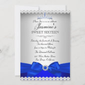 Invitation Royal Blue & Silver Sweet 16 fête d'anniversaire (Dos)