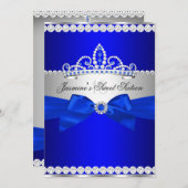 Invitation Royal Blue & Silver Sweet 16 fête d'anniversaire (Devant / Derrière)
