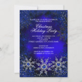 Invitation Royal Blue Snowflakes Noël Fête (Devant)