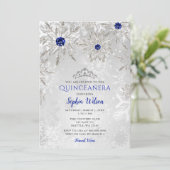 Invitation Royal Blue Snowflakes Tiara Quinceañera (Debout devant)