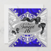 Invitation Royal Blue Sparkle Diamond & Bow pour l (Devant)
