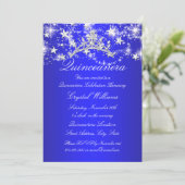 Invitation Royal Blue Sparkle Tiara Stars Quinceanera (Debout devant)