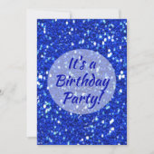 Invitation Royal Blue Sparkly Faux Parties scintillant fête d (Devant)