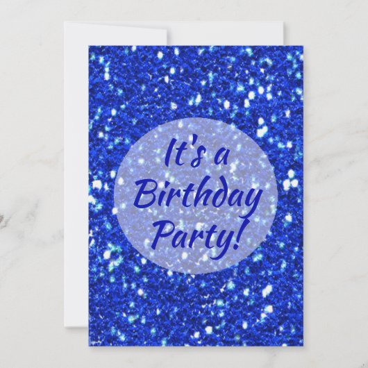 Invitation Royal Blue Sparkly Faux Parties scintillant fête d (Devant)