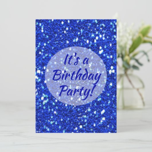 Invitation Royal Blue Sparkly Faux Parties scintillant fête d (Debout devant)
