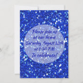 Invitation Royal Blue Sparkly Faux Parties scintillant fête d (Dos)