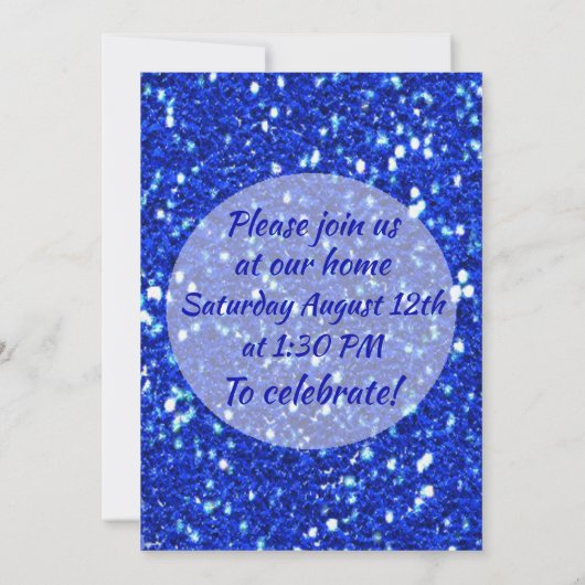 Invitation Royal Blue Sparkly Faux Parties scintillant fête d (Dos)