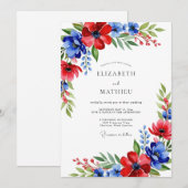Invitation Royal Blue Spirited Spring Wedding (Devant / Derrière)
