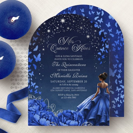 Invitation Royal Blue Starry Night Quinceanera