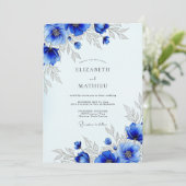 Invitation Royal Blue Striking Botanical Wedding (Debout devant)