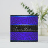 Invitation Royal Blue Sweet 16 fête d'anniversaire (Debout devant)