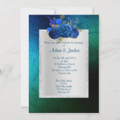 Invitation ROYAL BLUE vert bouquet floral ÉLÉGANT MARIAGE (Devant)
