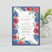 Invitation Royal Blue Vivid Botanical Wedding (Debout devant)