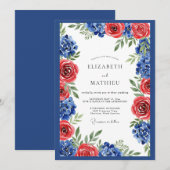 Invitation Royal Blue Vivid Botanical Wedding (Devant / Derrière)