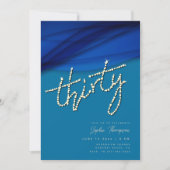 Invitation Royal Blue Voile Rhinestones Élégant 30e anniversa (Devant)