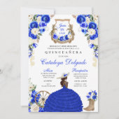 Invitation Royal Blue Western Fairytale Princess Quinceañera (Devant)