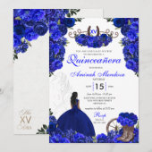 Invitation Royal Blue Western Princesse Charro Quinceanera (Devant / Derrière)