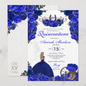 Invitation Royal Blue Western Princesse Charro Quinceanera (Devant / Derrière)