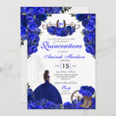 Invitation Royal Blue Western Princesse Charro Quinceanera (Devant / Derrière)
