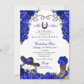 Invitation Royal Blue Western Ranchero Quinceanera (Devant)