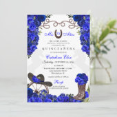 Invitation Royal Blue Western Ranchero Quinceanera (Debout devant)