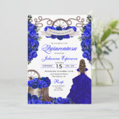Invitation Royal Blue Western Ranchero Quinceanera (Debout devant)