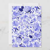 Invitation Royal Blue & White Aquarelle Bat mitzvah Floral (Dos)