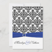 Invitation Royal Blue, White, Black Mariage damass (Devant)