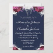 Invitation Royal Blue, White Cranberry Burgundy Mariage (Devant)