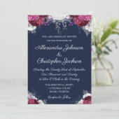 Invitation Royal Blue, White Cranberry Burgundy Mariage (Debout devant)