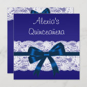 Invitation Royal Blue White Lace Quinceanera (Devant / Derrière)