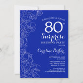 Invitation Royal Blue White Surprise 80e fête d'anniversaire (Devant)