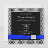 Invitation Royal Blue Womans Classy Noir 50e fête d'anniversa (Dos)