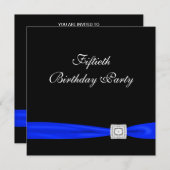 Invitation Royal Blue Womans Classy Noir 50e fête d'anniversa (Devant / Derrière)