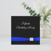 Invitation Royal Blue Womans Classy Noir 50e fête d'anniversa (Debout devant)