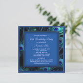 Invitation Royal Blue Womans Peacock fête d'anniversaire (Debout devant)