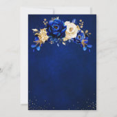 Invitation Royal Blue Yellow Gold Fête des mariées Florale (Dos)