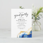 Invitation Royal Blue Yellow Gold Party (Debout devant)