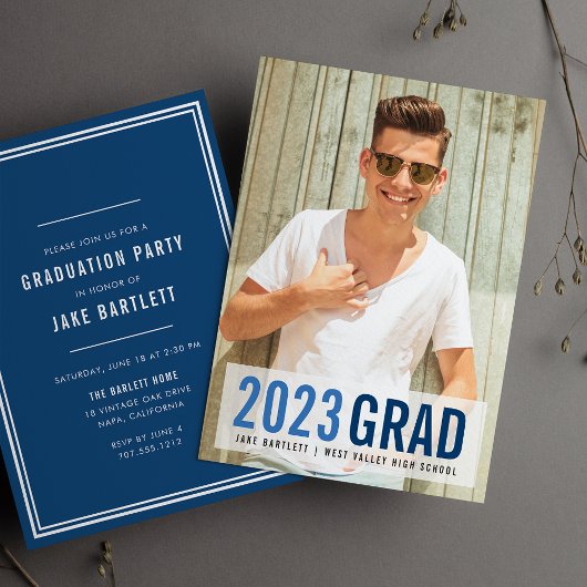 Invitation Royal Blues Photo Graduation Party