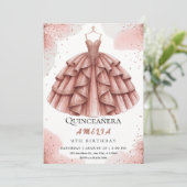 Invitation Royal Blush Pink & Rose Gold Quinceañera (Debout devant)