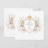 Invitation Royal Botanical Elegant Regal Floral Crest Wedding (Devant / Derrière)
