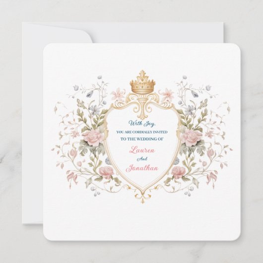 Invitation Royal Botanical Elegant Regal Floral Crest Wedding (Devant)