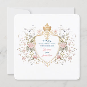 Invitation Royal Botanical Elegant Regal Floral Crest Wedding