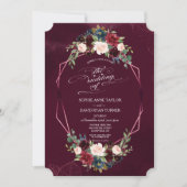 Invitation Royal Bourgogne Floral Mariage géométrique (Devant)